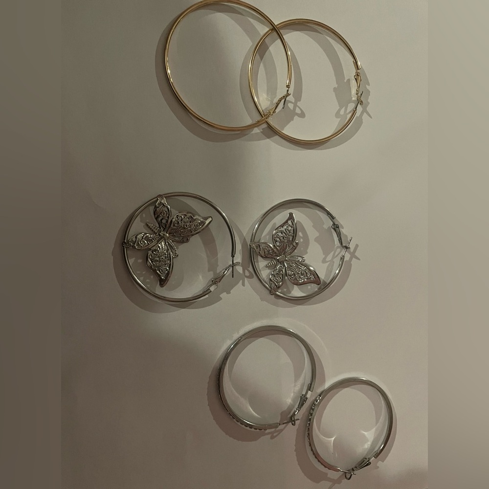 Gold and silver hoop earrings